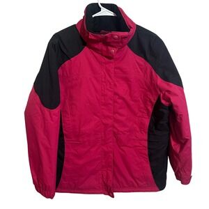 L.L. Bean Wildcat Jacket Womens Large Pink‎ Black Zip Outdoor Insulated 258987